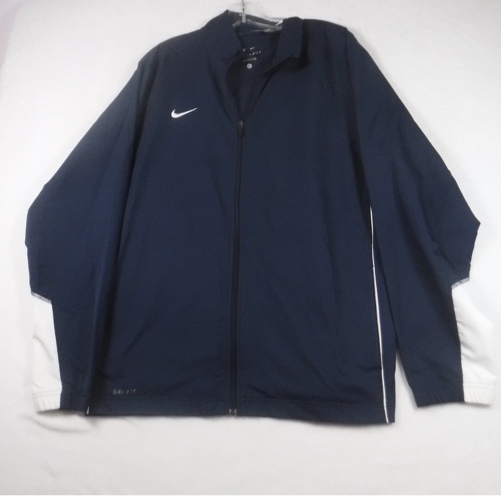 Nike Mens Dri-FIT Full Zip Track Jacket Navy Blue White 535632-420 Size Large
